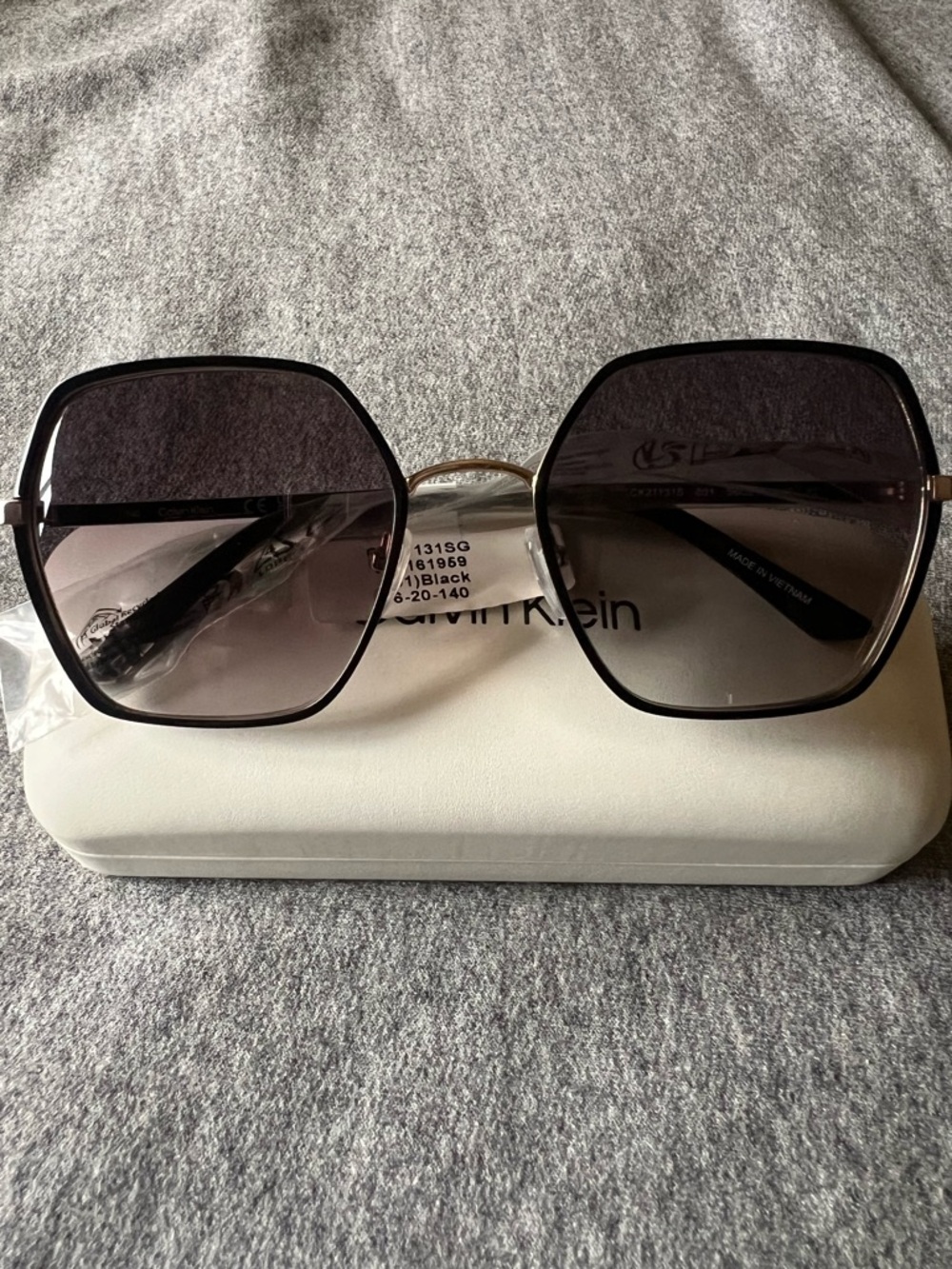 Calvin Klein Women’s Black Gradient Hexagon Sunglasses